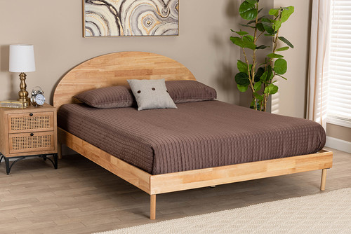 Denton Japandi Natural Brown Finished Wood Queen Size Platform Bed BBT61137-A2 Natural Wood-Queen Bed