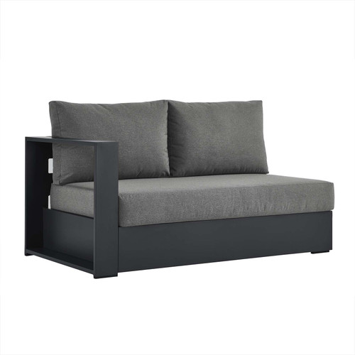 Tahoe Outdoor Patio Powder-Coated Aluminum Modular Left-Facing Loveseat - Gray Charcoal EEI-6629-GRY-CHA