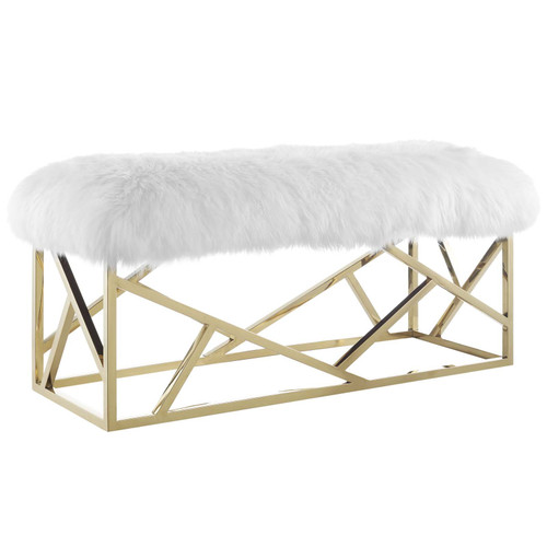 Intersperse Bench - Gold & White EEI-2846-GLD-WHI