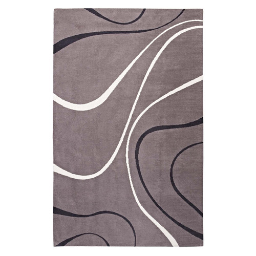 Therese Abstract Swirl 5X8 Area Rug -Charcoal, Black & Ivory R-1002B-58