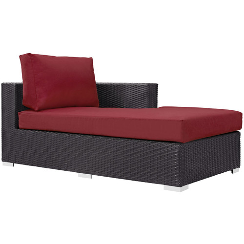 Convene Outdoor Patio Fabric Right Arm Chaise EEI-1843-EXP-RED