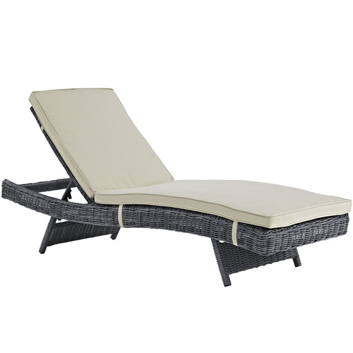 Summon Outdoor Patio Sunbrella Chaise - Gray/Beige EEI-1996-GRY-BEI