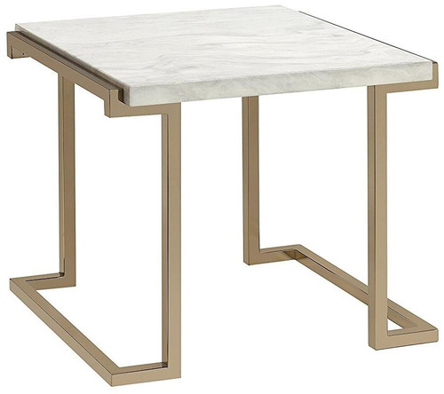 24" X 22" X 22"Faux Marble Champagne End Table (286330)