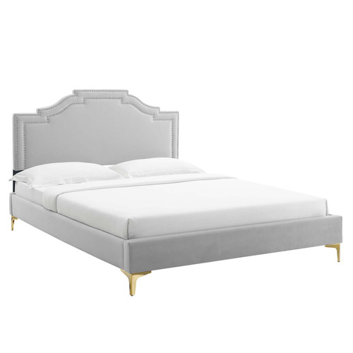 Adelaide Performance Velvet Full Platform Bed - Light Gray MOD-6856-LGR