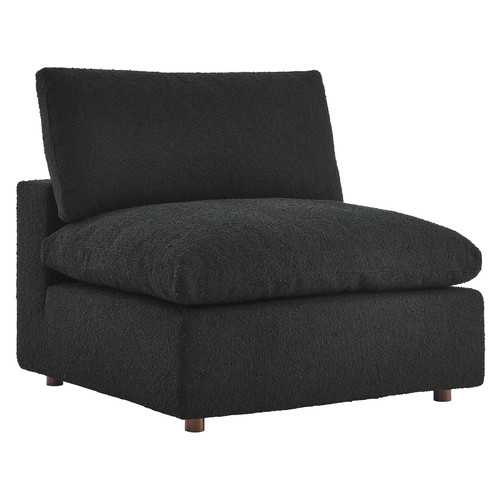 Commix Down Filled Overstuffed Boucle Fabric Armless Chair - Black EEI-6257-BLK