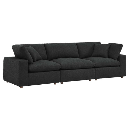 Commix Down Filled Overstuffed Boucle Fabric 3-Seater Sofa - Black EEI-6362-BLK