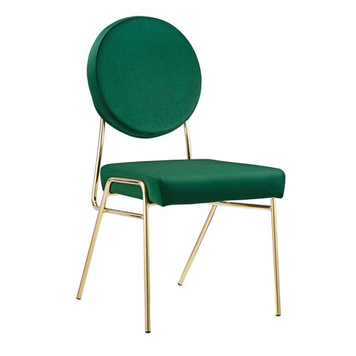 Craft Performance Velvet Dining Side Chairs - Set Of 2 - Gold Green EEI-6581-GLD-GRN