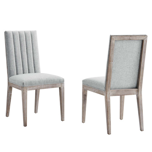 Maisonette French Vintage Tufted Fabric Dining Side Chairs Set Of 2 - Light Gray EEI-6623-LGR