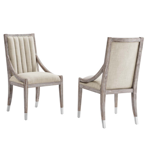 Maison French Vintage Tufted Fabric Dining Armchairs Set Of 2 - Beige EEI-6624-BEI