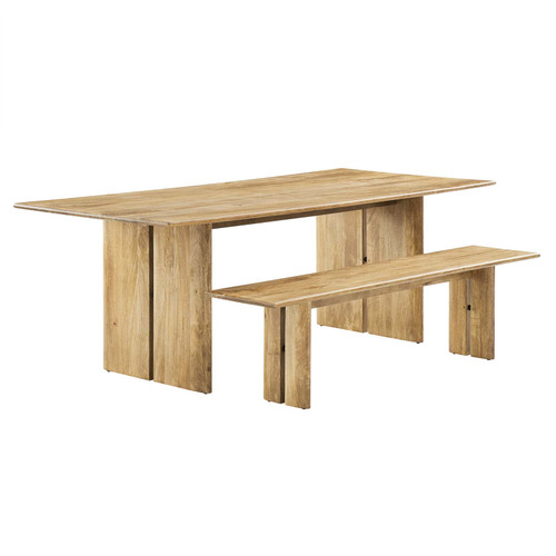 Amistad 86" Wood Dining Table And Bench Set - Oak EEI-6560-OAK