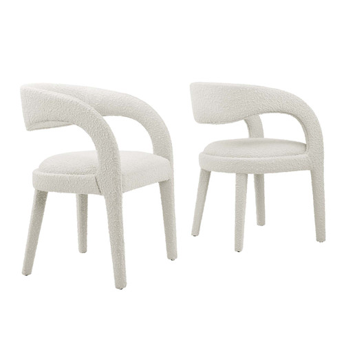 Pinnacle Boucle Upholstered Dining Chair Set Of 2 - Ivory EEI-6562-IVO