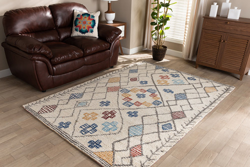 Triton Modern and Contemporary Multi-Colored Hand-Tufted Wool Area Rug Triton-Multi/Ivory-Rug