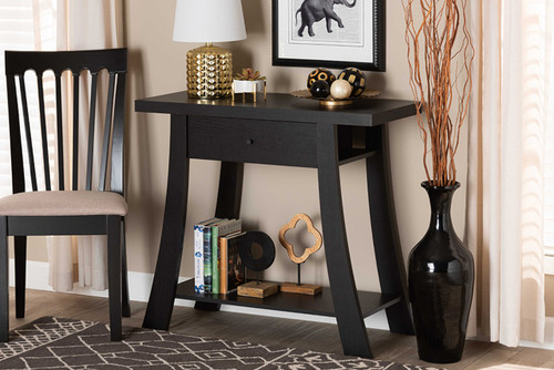 Herman Modern and Contemporary Dark Brown Finished Wood 1-Drawer Console Table FP-03-Dark Brown-Console