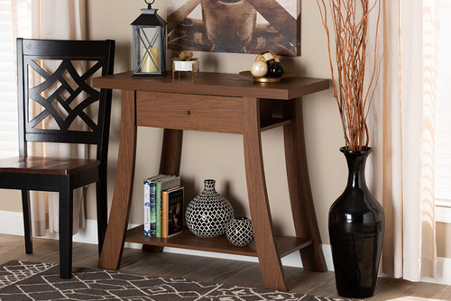 Herman Modern and Contemporary Walnut Brown Finished Wood 1-Drawer Console Table FP-03-Walnut-Console