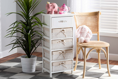 Madelia Modern and Contemporary White Finished Wood and 1-Drawer Storage Unit FZC190810-White