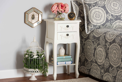 Eliya Classic And Traditional White Finished Wood 2-Drawer Nightstand JY18B016-White-2DW-NS