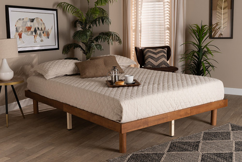 Winston Mid-Century Modern Walnut Brown Finished Wood Full Size Platform Bed frame MG0082S-Walnut-Full