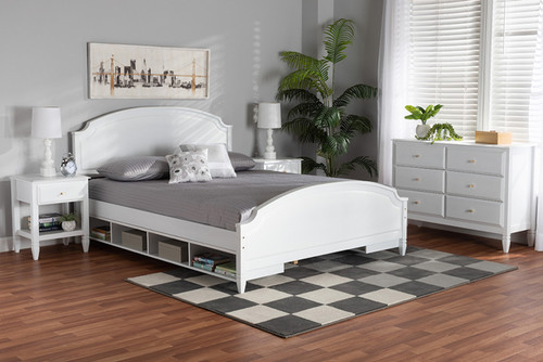 Elise Classic and Transitional White Finished Wood Full Size 4-Piece Bedroom Set MG0038-White-Full-4PC Set