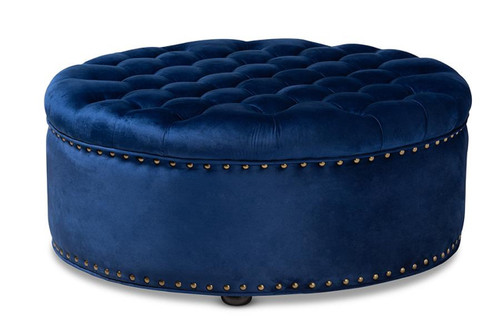 Lglehart Modern And Contemporary Royal Blue Velvet Fabric Upholstered Tufted Cocktail Ottoman 532-Royal Blue-Otto