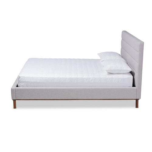 Erlend Mid-Century Modern Greyish Beige Fabric Upholstered Queen Size Platform Bed BBT6803-Greyish Beige-Queen
