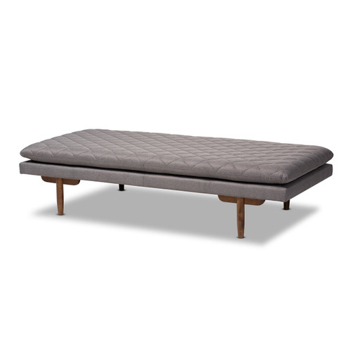 Marit Mid-Century Modern Grey Fabric Upholstered Walnut Finished Wood Daybed BBT6812-Grey/Walnut-Daybed