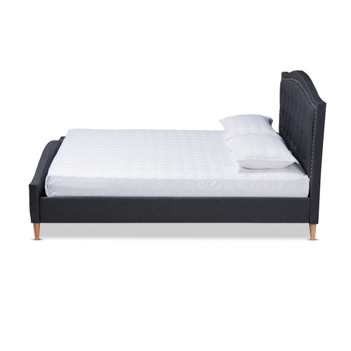 Felisa Modern And Contemporary Charcoal Grey Fabric Upholstered And Button Tufted King Size Platform Bed CF9009-Charcoal-King