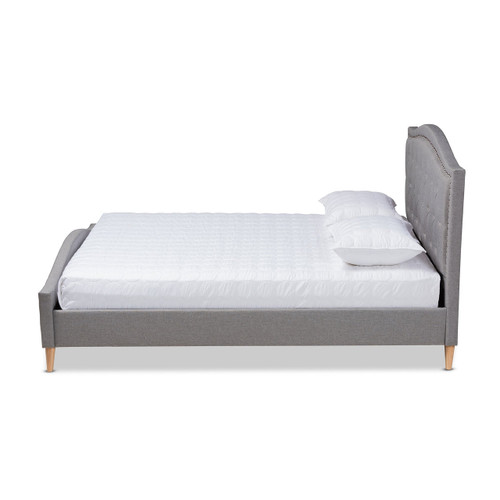 Felisa Modern And Contemporary Grey Fabric Upholstered And Button Tufted King Size Platform Bed CF9009-Grey-King
