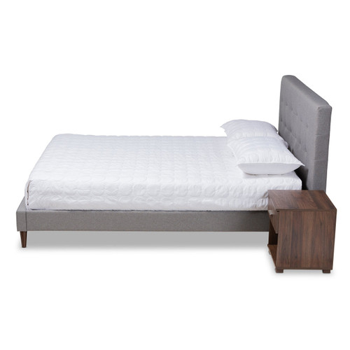 Maren Mid-Century Modern Light Grey Fabric Upholstered Full Size Platform Bed With Two Nightstands CF9058-Light Grey-Full