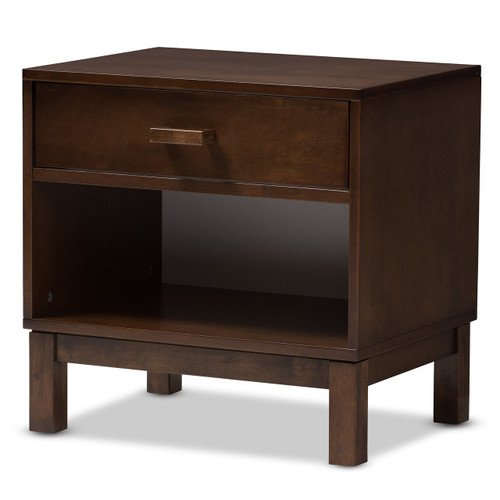 Deirdre Modern And Contemporary Brown Wood 1-Drawer Nightstand HNS01-Walnut Brown-NS