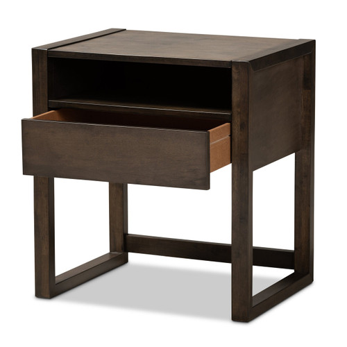 Inicio Modern And Contemporary Ash Brown Finished 1-Drawer Wood Nightstand Inicio-NS