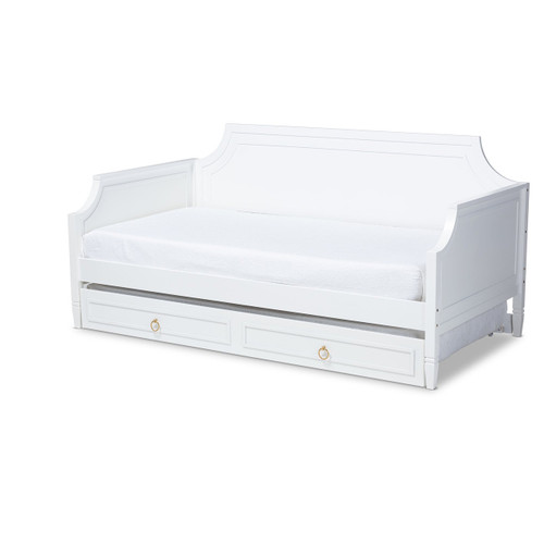Mariana Classic And Traditional White Finished Wood Twin Size Daybed With Trundle Mariana-White-Daybed-T