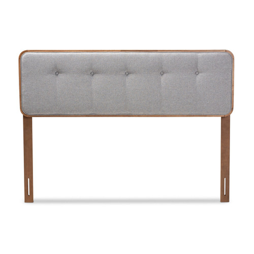 Palina Mid-Century Modern Light Grey Fabric Upholstered Walnut Brown Finished Wood Full Size Headboard MG3000PC-Light Grey/Ash Walnut-HB-Full