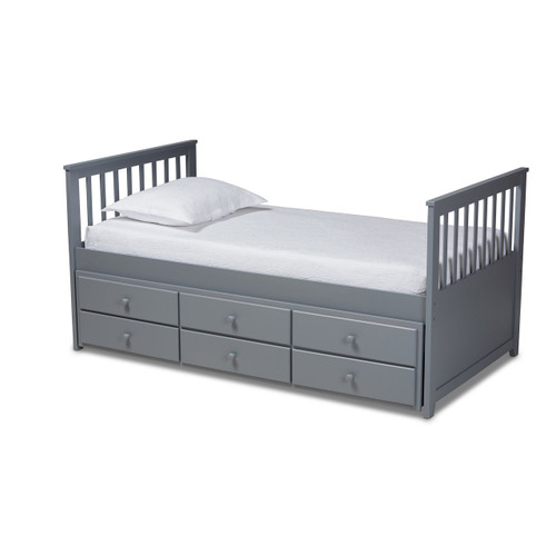 Trine Classic And Traditional Grey Finished Wood Twin Size Daybed With Trundle MG8005-Grey-Daybed