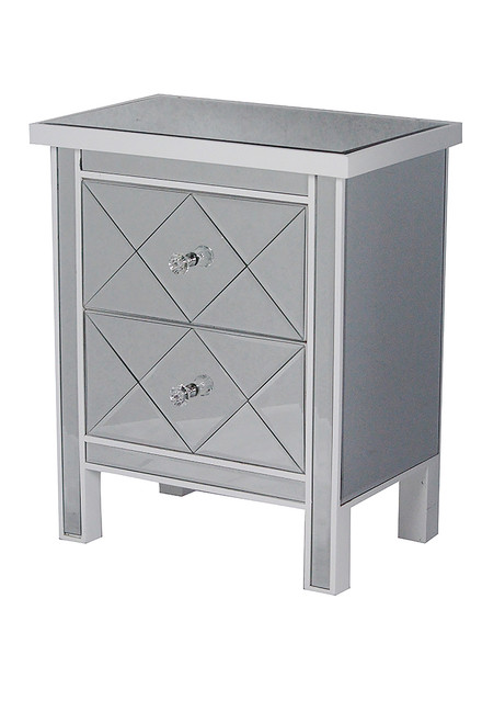 25.75" White Wood Accent Cabinet With 2 Beveled Glass Drawers (294635)