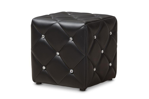 Black Faux Leather Upholstered Ottoman 1710-Black