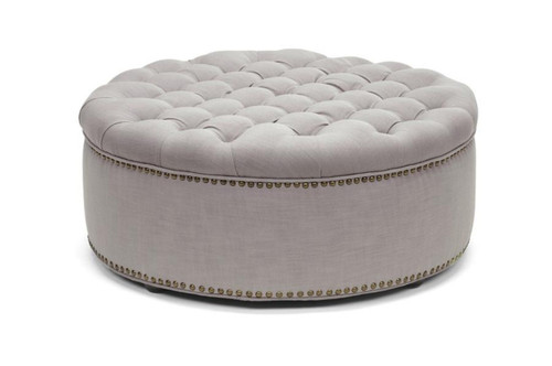 Iglehart Beige Linen Tufted Ottoman 532-Beige-OTTO