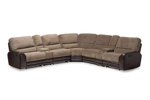 Richmond Taupe/Brown Faux Leather 2-Tone Sectional 7004A-D110-Brown-SF