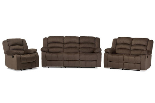 Hollace Taupe Microsuede 3-Piece Recliners Set 98240-Brown 3PC Set