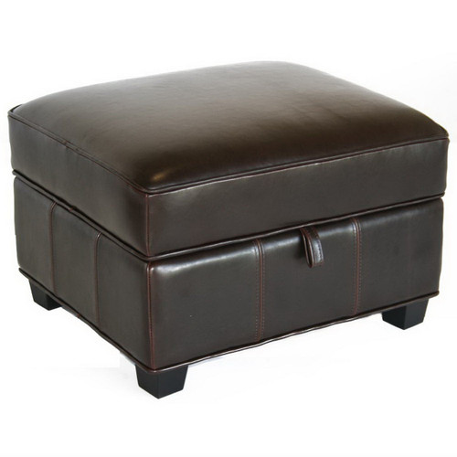 Agustus Brown Leather Storage Ottoman A-136-001-Ottoman