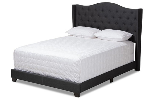 Charcoal Grey Fabric Upholstered Full Size Bed