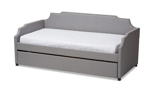 Twin Size Sofa Daybed W/ Roll Out Trundle Bed Ally-Light Grey-Daybed
