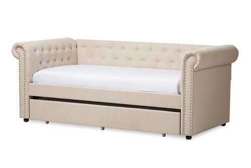 Mabelle Beige Fabric Trundle Daybed Ashley-Beige-Daybed