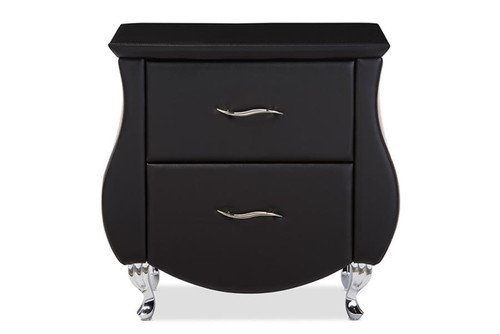 Erin Black Faux Leather Upholstered Nightstand BBT3116-Black-NS