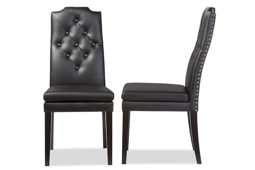Black Faux Leather Button Dining Chair (Set Of 2) BBT5158-Black