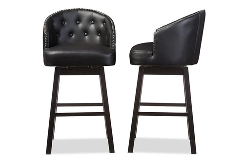 Avril Tufted Swivel Barstool - (Set of 2) BBT5210A1-BS-Black