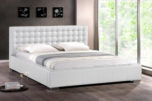 Madison White Bed with Upholstered Headboard - Queen BBT6183-White-Bed