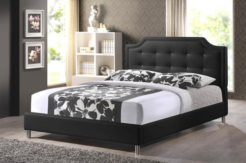 Carlotta Black Bed with Upholstered Headboard - Queen BBT6376-Black-Queen