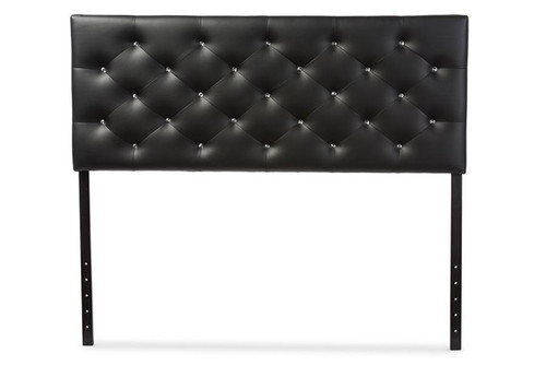 Viviana Faux Leather Button-Tufted Full Headboard BBT6506-Black-Full HB