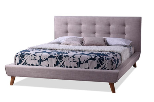 Jonesy Beige Fabric Upholstered King Platform Bed BBT6537-King-Beige