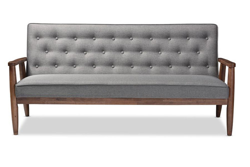 Sorrento Retro Grey Fabric Upholstered Wooden Sofa BBT8013-Grey Sofa